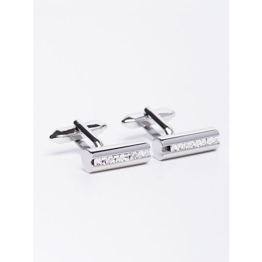 butoni camasa barbati argintii cilindrici insertie cristale