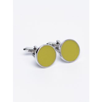 Butoni argintii rotunzi galbeni