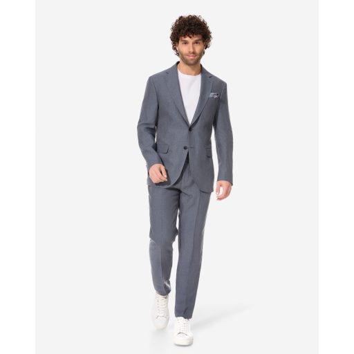 costum din in albastru otel