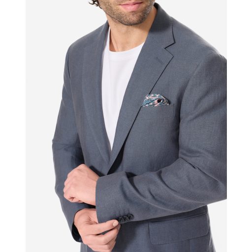 costum din in albastru otel