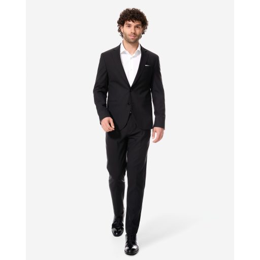 costum negru barbati lana elastan