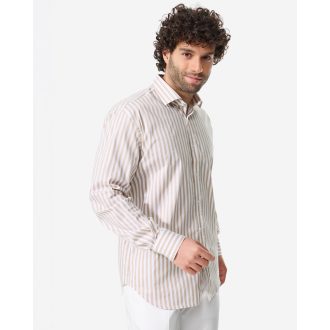 camasa barbati alba cu dungi bej