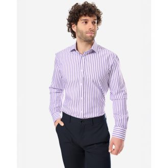 camasa barbati alba cu dungi violet