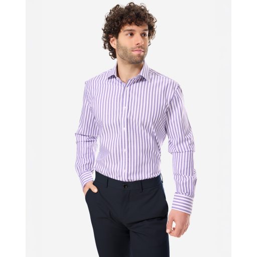 camasa barbati alba cu dungi violet