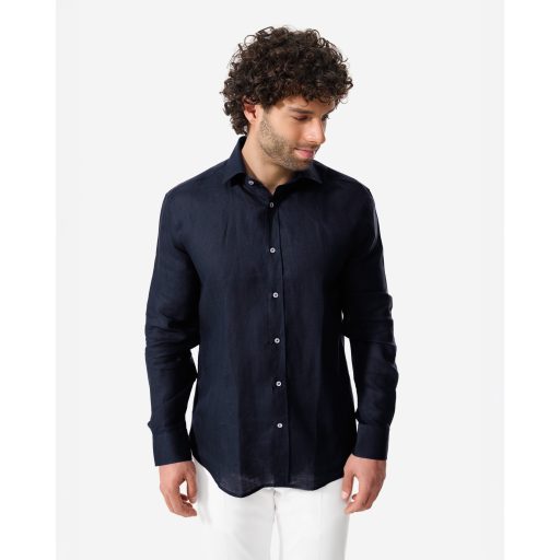 camasa in barbati bleumarin