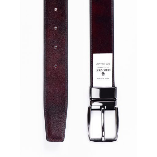 curea piele reversibila neagra visinie