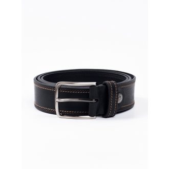 Curea casual neagra cu tighel bej din piele