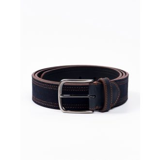 Curea casual albastra cu tighel portocaliu din piele