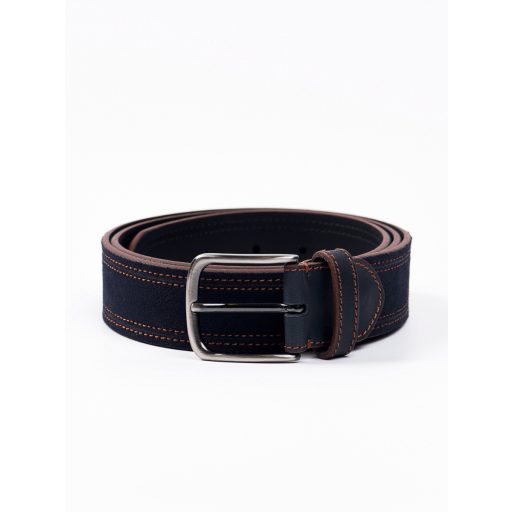 Curea casual albastra cu tighel portocaliu din piele