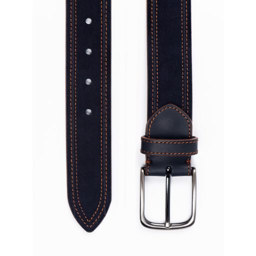 Curea casual albastra cu tighel portocaliu din piele