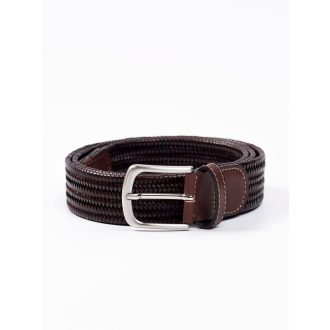 Curea casual maro din piele impletita