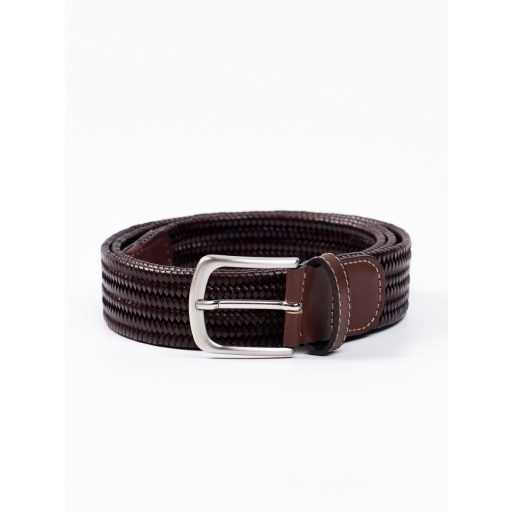 Curea casual maro din piele impletita