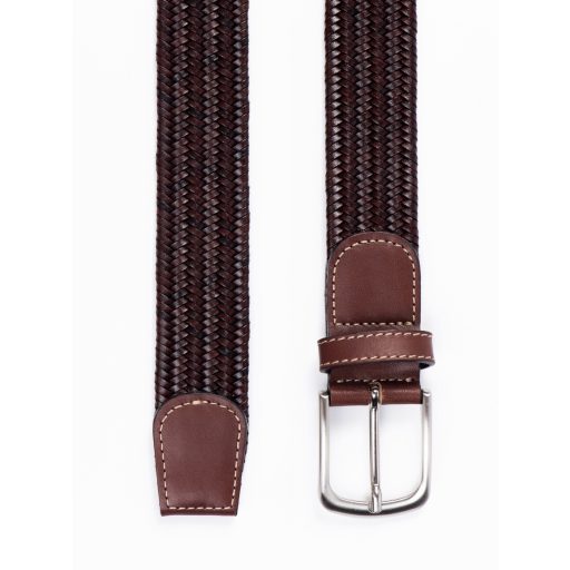 Curea casual maro din piele impletita
