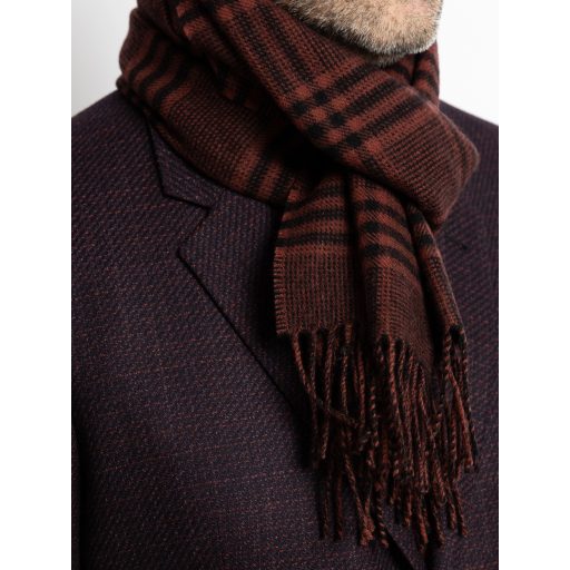 Fular din lana bordo cu franjuri