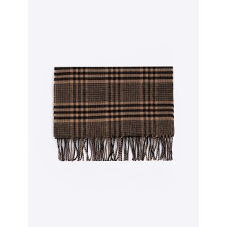 Fular din lana bej cu franjuri