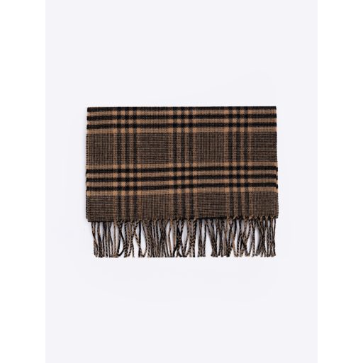 Fular din lana bej cu franjuri