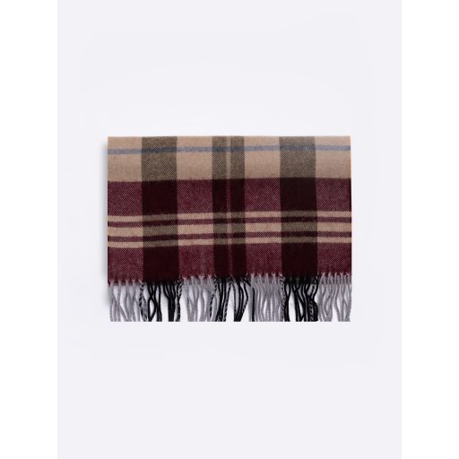 Fular din lana visiniu cu franjuri