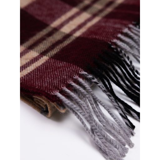 Fular din lana visiniu cu franjuri