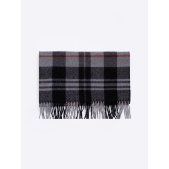 Fular din lana gri cu franjuri