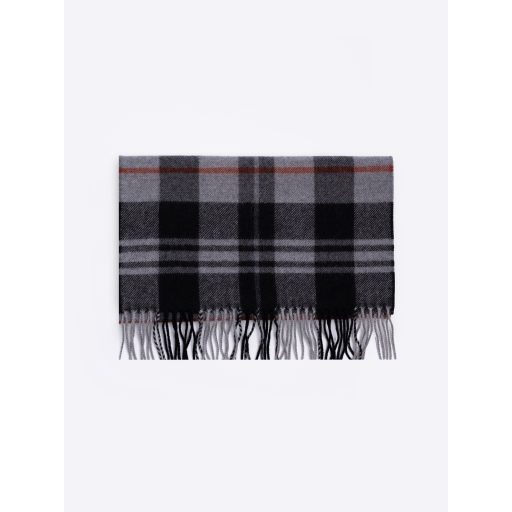 Fular din lana gri cu franjuri