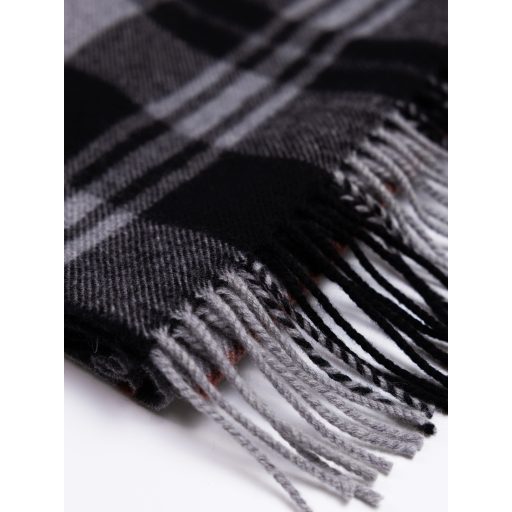 Fular din lana gri cu franjuri