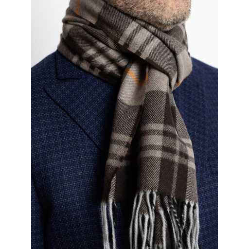 Fular din lana bej cu franjuri