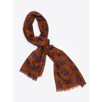 Esarfa portocalie cu print