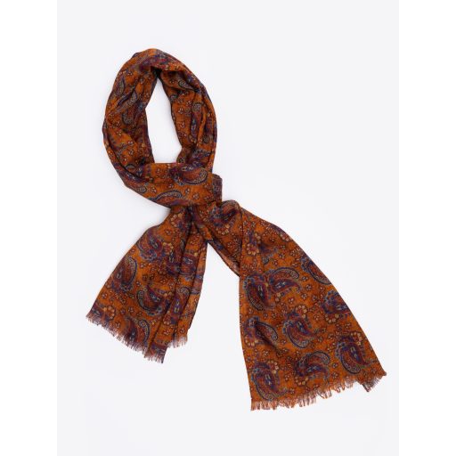 Esarfa portocalie cu print