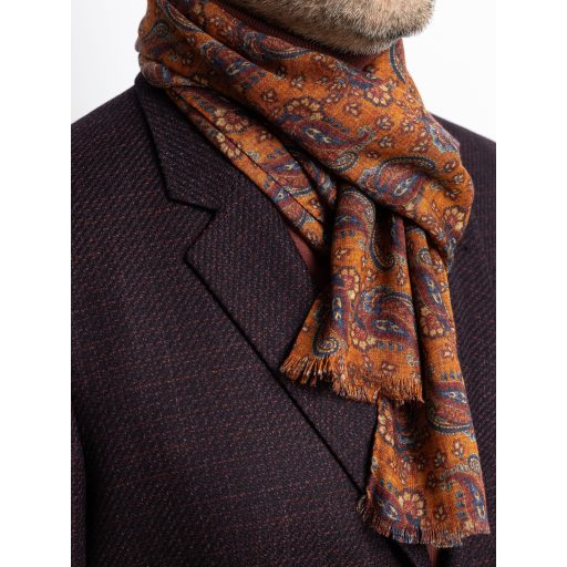 Esarfa portocalie cu print