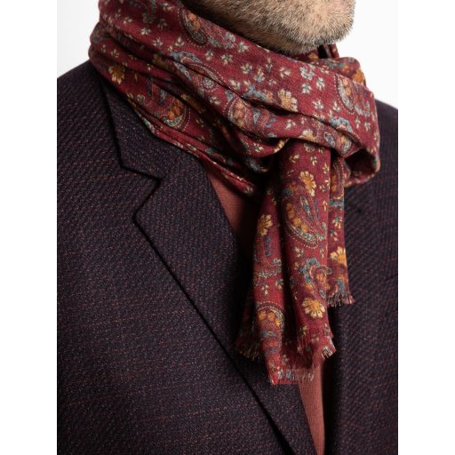 Esarfa bordo cu print