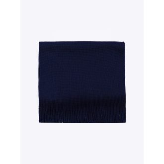 Fular din lana albastru cu franjuri