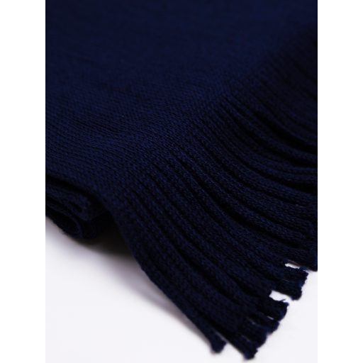 Fular din lana albastru cu franjuri