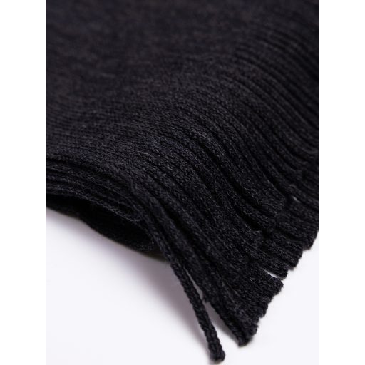 Fular din lana gri cu franjuri