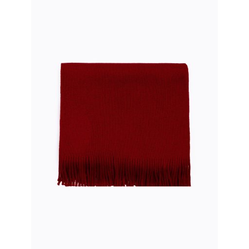 Fular din lana rosu cu franjuri