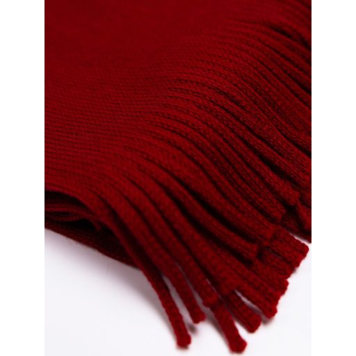 Fular din lana rosu cu franjuri