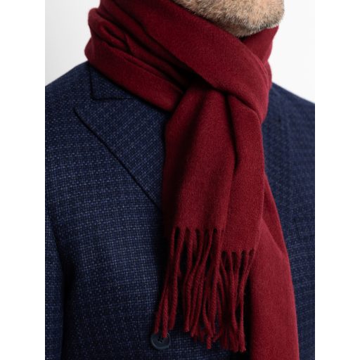 Fular din lana bordo cu franjuri