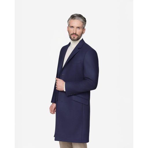 Palton barbati bleumarin wool cashmere blend Fortex Italia
