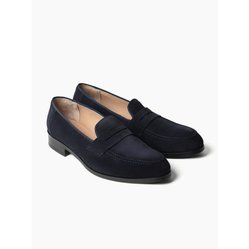 mocasini loafers albastri piele intoarsa