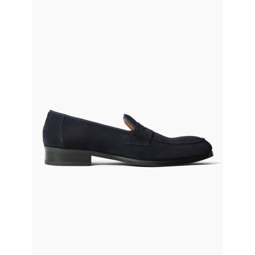 mocasini loafers albastri piele intoarsa