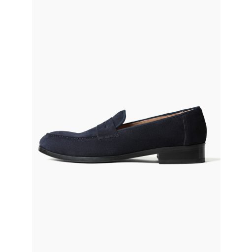mocasini loafers albastri piele intoarsa
