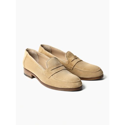 mocasini loafers bej piele intoarsa
