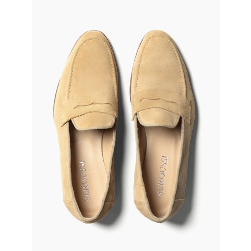 mocasini loafers bej piele intoarsa