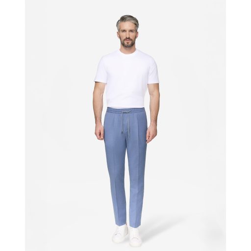 pantaloni casual albastri lana stretch