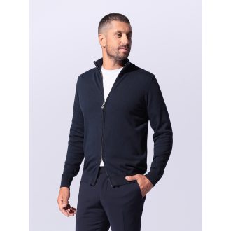 Pulover barbati albastru cu fermoar dublu cursor