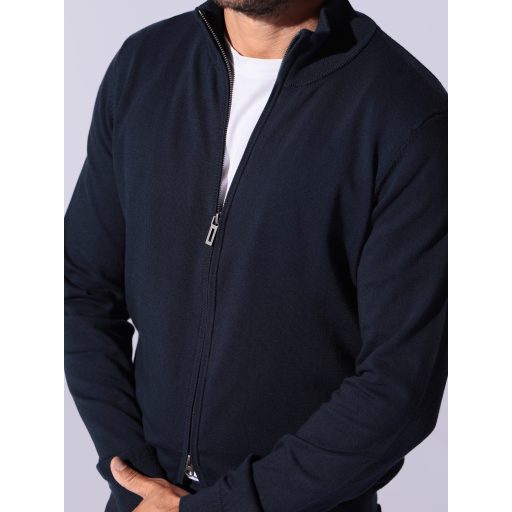 Pulover barbati albastru cu fermoar dublu cursor