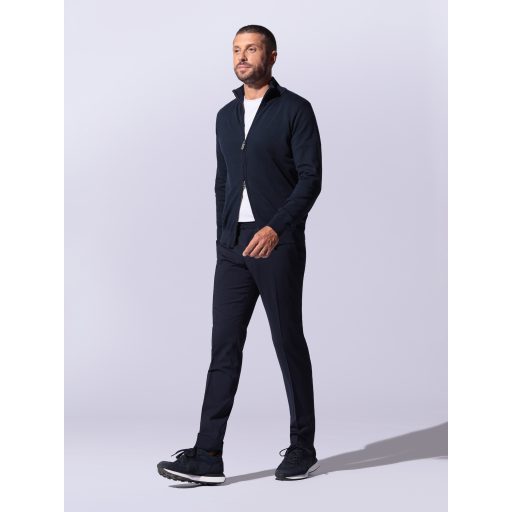 Pulover barbati albastru cu fermoar dublu cursor