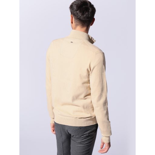Pulover barbati bej cu fermoar dublu cursor