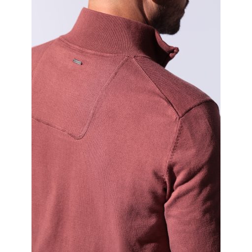 Pulover barbati caramiziu cu fermoar dublu cursor