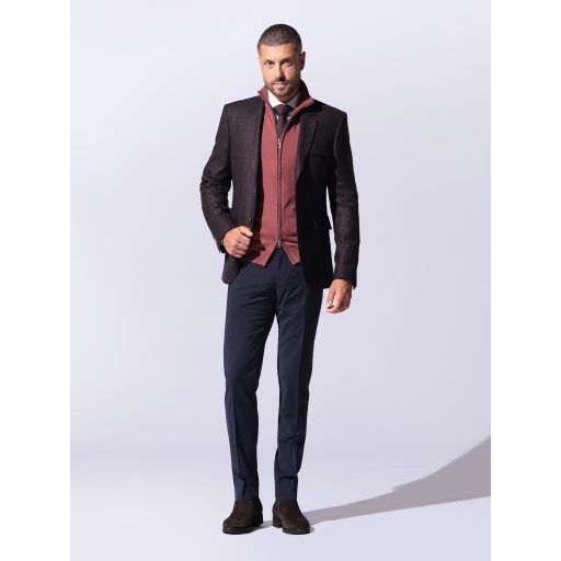 Pulover barbati caramiziu cu fermoar dublu cursor