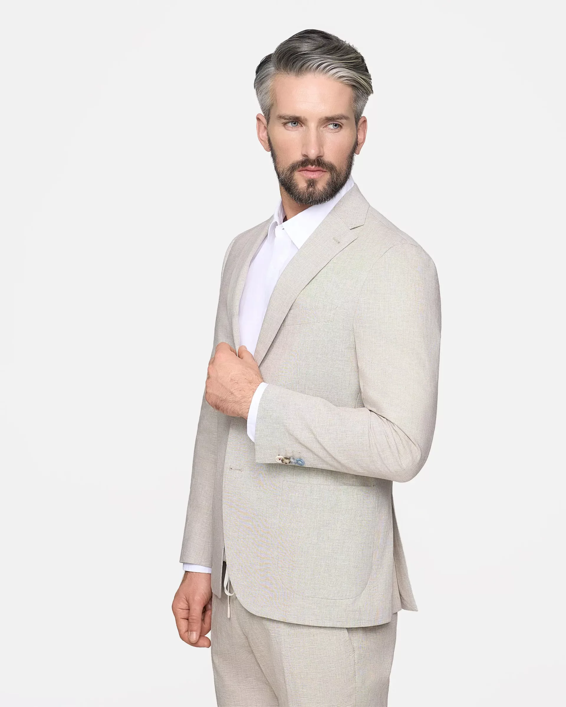 Beige linen blend men's jacket